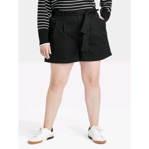 A New Day High Rise Pleat Front Shorts Black Size 14